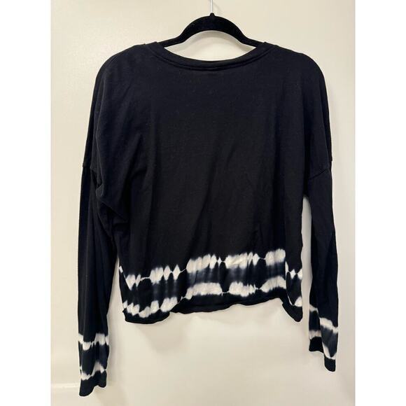 Wild Fable Large Boxy Long Sleeve Black and Tie Dye Cotton Tee Top - Picture 2 of 5